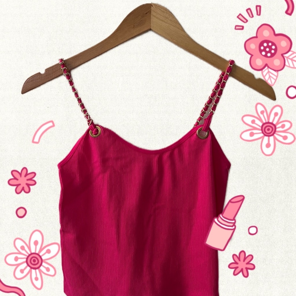 Pink Chain Strap Tank Top